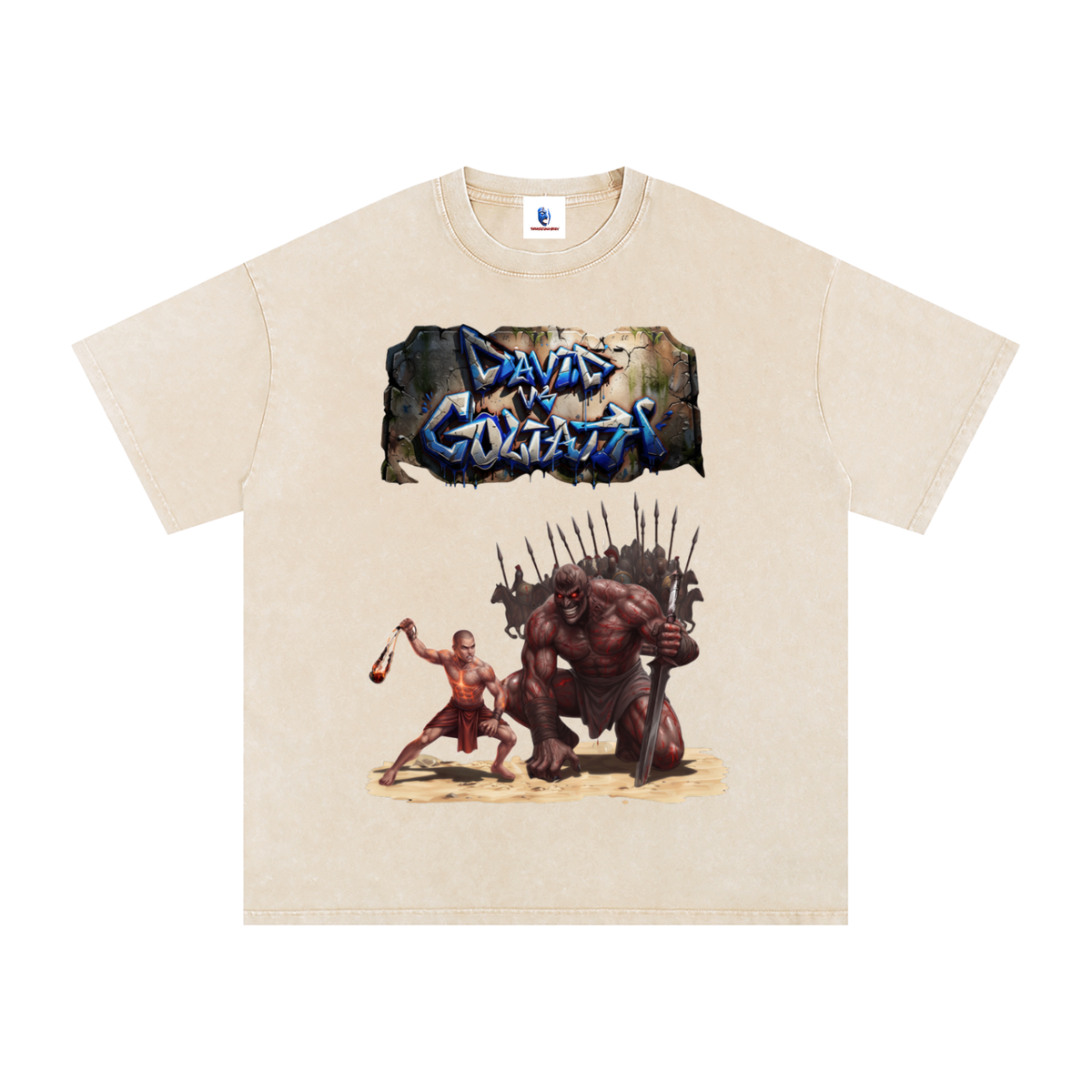 David Vs Goliath -Washed Oversized Cotton T-Shirt