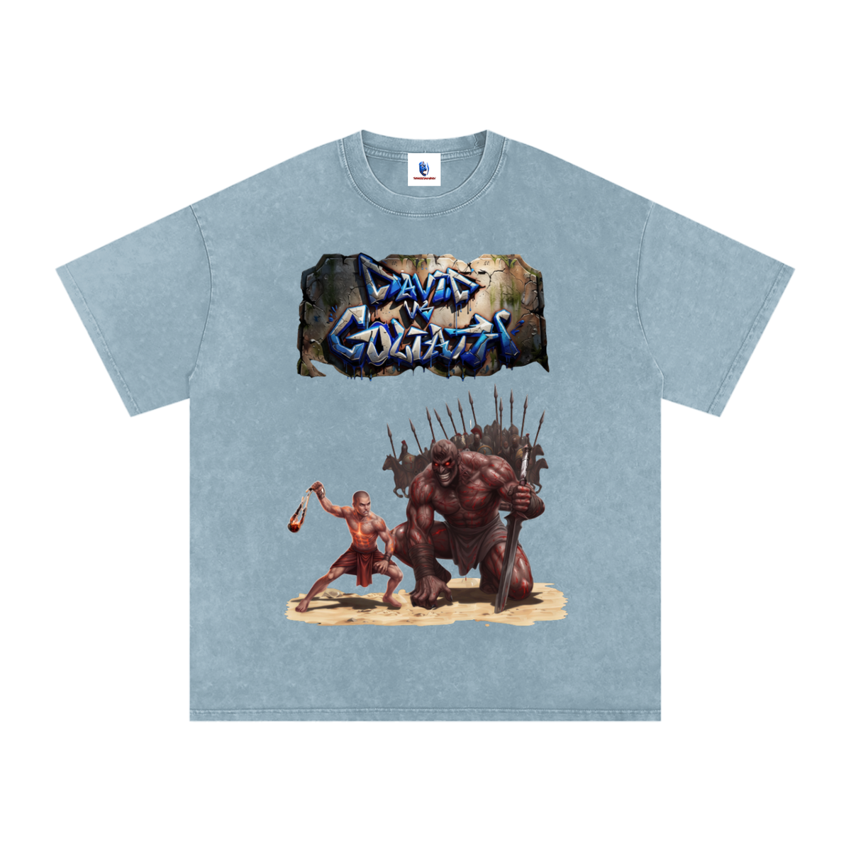 David Vs Goliath -Washed Oversized Cotton T-Shirt
