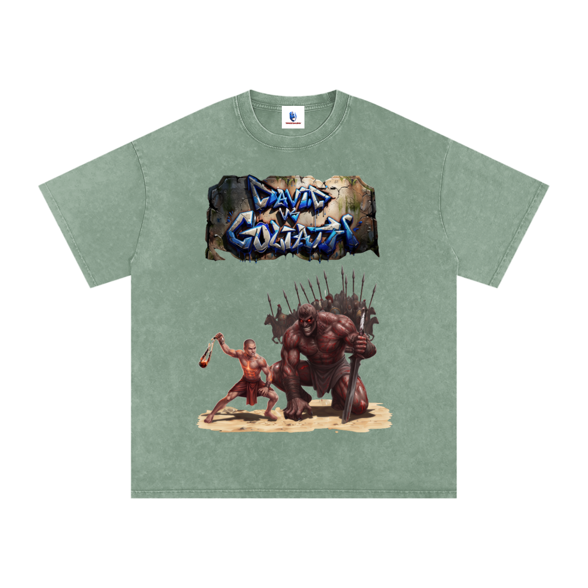 David Vs Goliath -Washed Oversized Cotton T-Shirt
