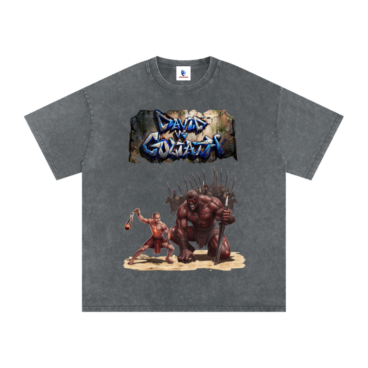 David Vs Goliath -Washed Oversized Cotton T-Shirt
